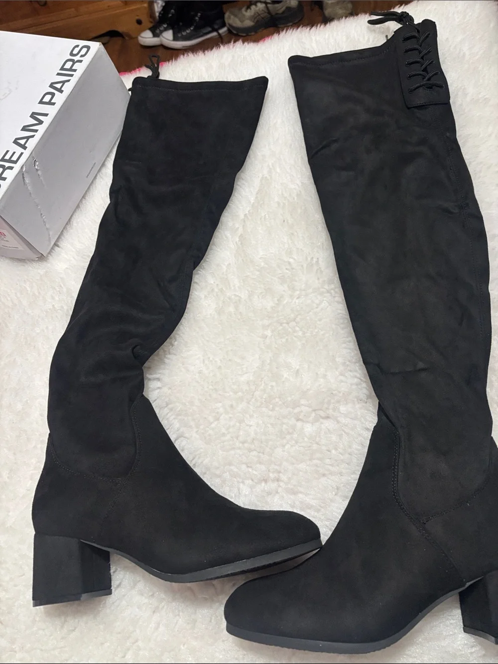 Dream Pairs Black Over-the-Knee Block Heel Boots